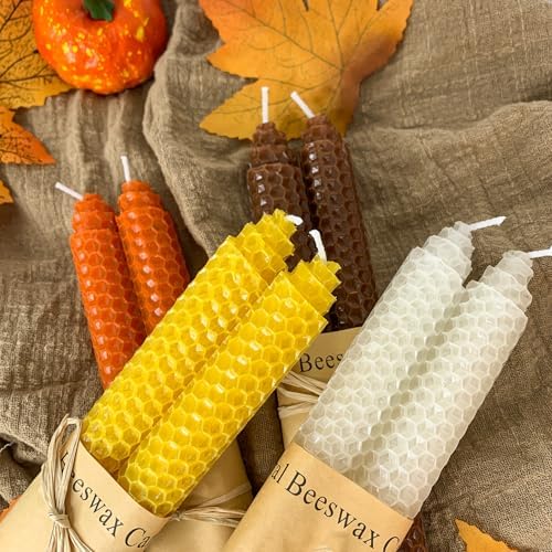 Lacaser Natural Beeswax Taper Candles Bulk Set, 9" Long Candlesticks, Dripless & Unscented, 4 Hour Burn Time, 12 Pack in White - Image 4