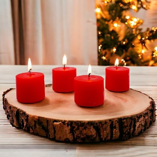 Hosley Set of 30 Unscented Pressed Red Votive Candles – Bulk Pack, Clean-Burning, Long-Lasting 10-12 Hour Burn Time – Ideal for Weddings, Home Décor, Spa, and Events - Image 2