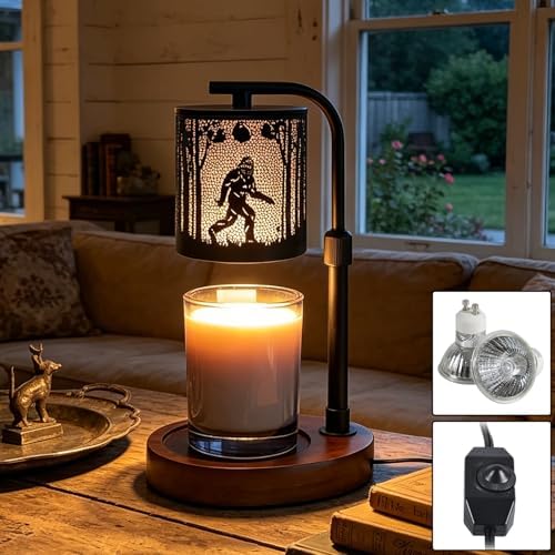 Candle Warmer Lamp,Candle Warmer,Candle lamp,Gifts for mom, Valentines Day Gifts,Candle Holders for Home Decor,Wooden Base，with 2 Bulbs(Black Bigfoot)… by kaakuuki
