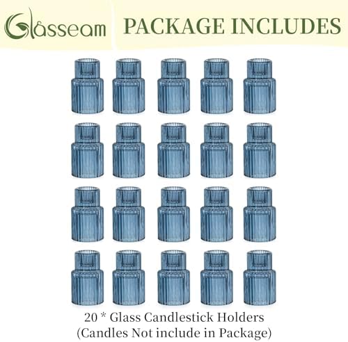 Glasseam Taper Candle Holders Bulk 20Pcs Small Candlestick for Coastal Decor - Image 7