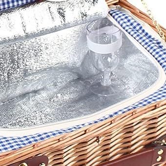 4-Person Handmade Wicker Picnic Basket Set, with Insulated Cooler Compartment, Complete Cutlery Kit, for Outdoor Parties, Picnics, Beach Trips