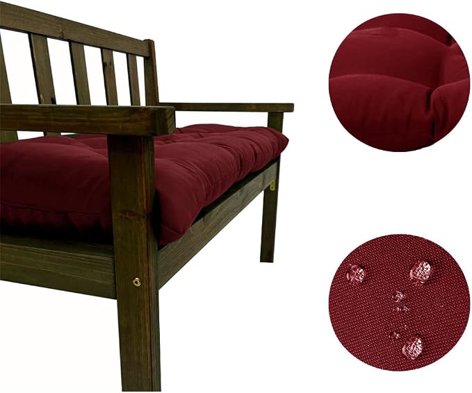 Srutirbo Indoor Outdoor Bench Cushion, Waterproof Swing Cushion Seat Chair Replacement Pads Pillow for Lounger Garden Furniture Patio Metal Wooden (Burgundy, 59 * 20inch)