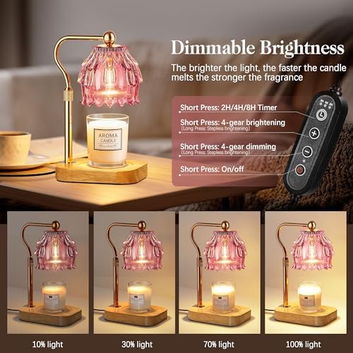 Candle Warmer Lamp with Timer Dimmer, Wax Melts Warmer Lamp for Gift, Pink - Image 2