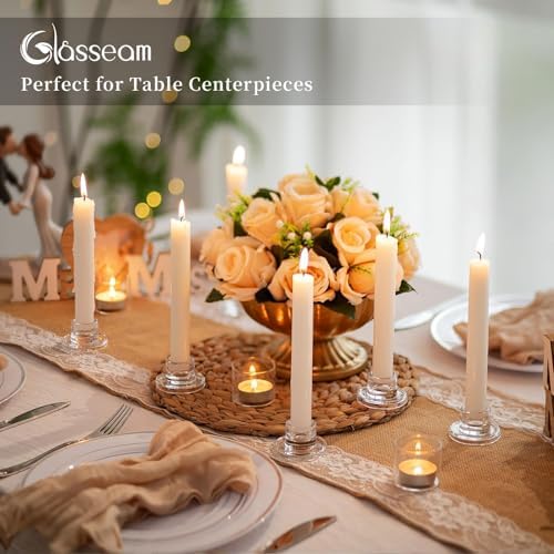 Glasseam Glass Tapered Candlestick Holders: Small Taper Candle Holders Set of 4 Clear Candle Sticks Holder for Table Centerpiece Short Modern Candle Holder for Wedding Christmas Home Decoration - Image 2