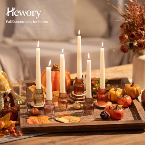 Hewory 6pcs Vintage Colors Glass Taper Candle Holders for Table Centerpiece - Image 3