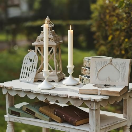 Candle Holders White Set of 12, Vintage Metal Candlestick Holders for Dinner Room Table Centerpiece, Low Metal Candles Sticks for Wedding Centerpieces Christmas Birthday Party - Image 4
