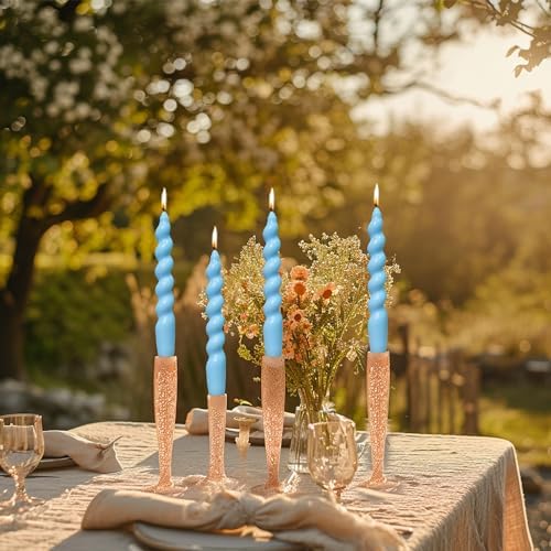 MAITREYA White Spiral Taper Candles - Conical Stick Candles, Handmade Twisted - Set of 4 for Decoration, Weddings, Party, Church - Unscented, Dripless, 7.5 inch - Image 6