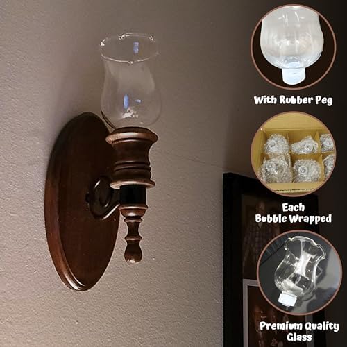 4E's Novelty Clear Glass Votive Cups with Peg - Pack of 6 - Tulip Votive for Candelabra Candle Holder, Home Interior Candle Sconce Glass Replacement Parts, Shabbat Candle Oil Lamp (3.25" Tall) - Image 5