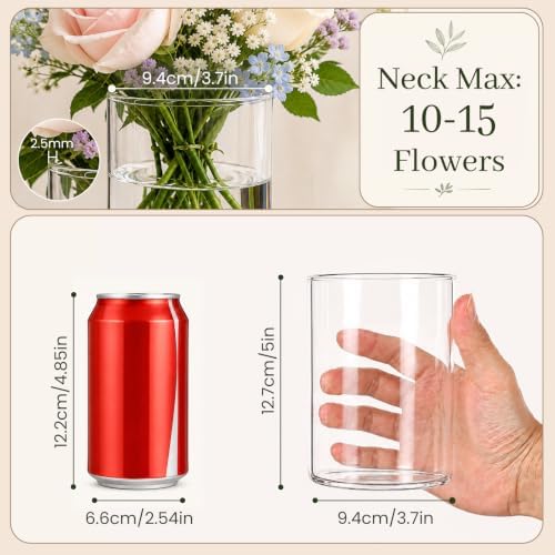 UPBUD 5 Inch Glass Cylinder Vases for Centerpieces, Floating Candle Vases - Image 3