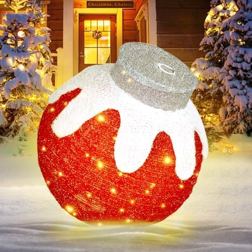 2 Pcs Lighted Outdoor Christmas Ornaments, 160 LEDs, Red and Green by TNGAN
