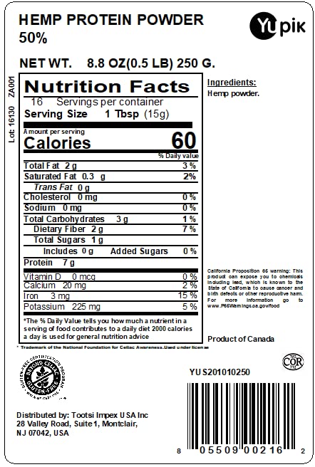 Yupik Powder, Hemp Plant Protein 50%, 8.8 Ounce