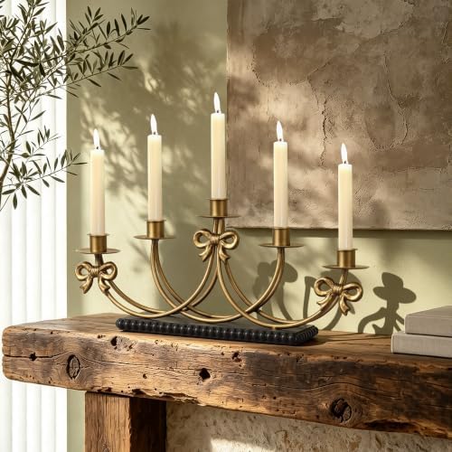 5-Arm Antique Gold Candelabra Centerpieces for Tables - Image 6