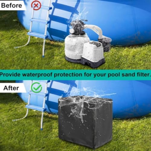 Sand Filter Pump Cover for Int-ex Pool Sand Filter Pump,420D Oxford Fabric,Sand Filter Pump Outdoor Waterproof Protection Cover for A bove Ground Pools Pump