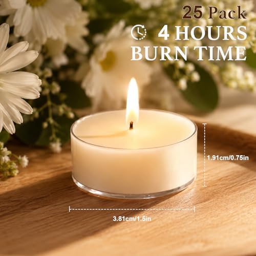 Tea Lights Candles, Votive Candles Bulk 25 Pack, 4 Hour - Image 2