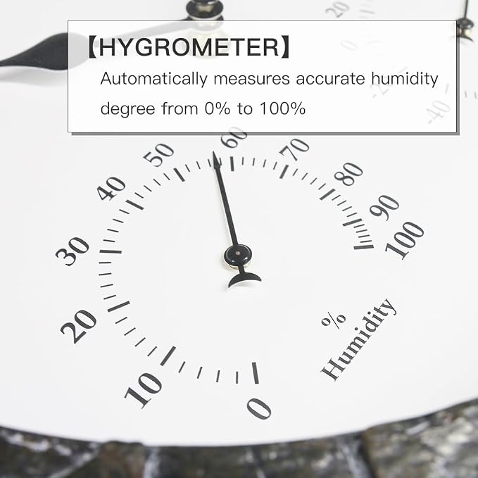 BESTIME CC-941 14-Inch Plastic Clock Slate Grain Color.Thermometer,Hygrometer.Indoor,Outdoor,Weatherproof,Weather Resistant,Ideal,Garden,Farmhouse.