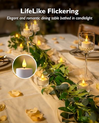 Homemory 6-Pack Rechargeable Tea Lights Candles with Remote, 2/4/6/8H Timer - Image 3