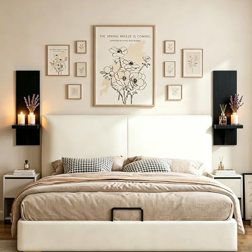 2 Pcs Black Farmhouse Wall Candle Sconces, Rustic Modern Wooden Wall Mount Candle Holders, Wall Decor Shelves for Living Room Bedroom Bathroom - Image 3