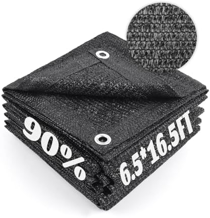 Sun Shade Cloth with Grommets for Garden, 90% 6.5x16.5ft, Black by CoolArea