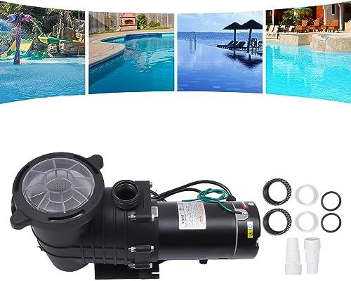 1.5 HP In Ground Swimming Pool Pump 110V Self Priming | Powerful Self Priming Pool Pumps 100 GPM, High-Efficiency Motor Iron Shell & PP Body, 1/2" NPT Unions & On/Off Power Switch