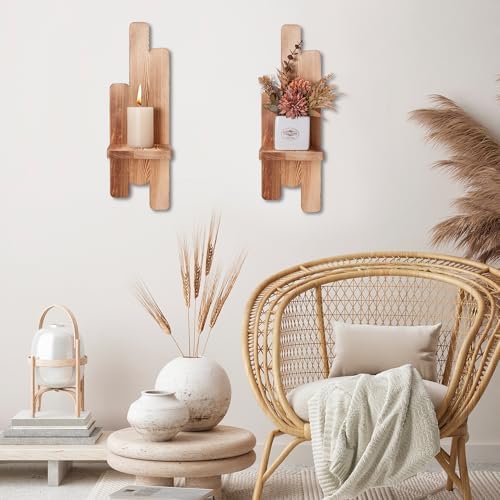 Yorkmills Wall Candle Sconces Set of Two, Wood Wall Sconce Candle Holder - Image 4