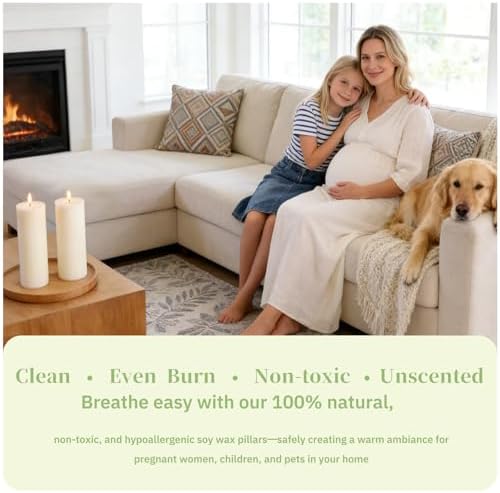 White Unscented Soy Pillar Candles,Non-Toxic 2x6 Inch Candle,50 H,6 Pack - Image 6