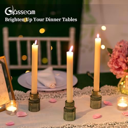 Glasseam Glass Candlestick Holders Bulk: 10 Pcs Vintage Green for Christmas - Image 4