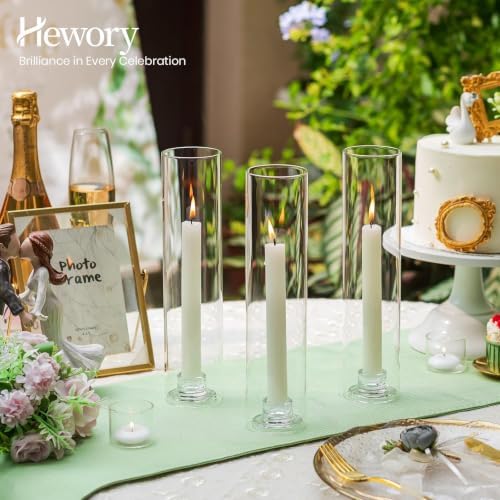 Hewory Hurricane Glass Candlestick Holders : 6 Pcs Clear Taper Candle Holders for Candlesticks - Hurricane Glass Candle Stick Candle Holders Bulk for Table Centerpiece Wedding Christmas Home Decor - Image 6