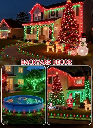 Brightown C9 Christmas Lights Outdoor, 25.7 Ft Strawberry C9 Pathway Lights with 20 LED Bulbs and Stakes, Christmas Decorations Outside Walkway Sidewalk Holiday, Red and Green - Image 5