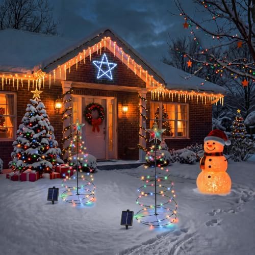 2 Pack 29 In Spiral Solar Christmas Tree Lights Outdoor Decoration - Image 2