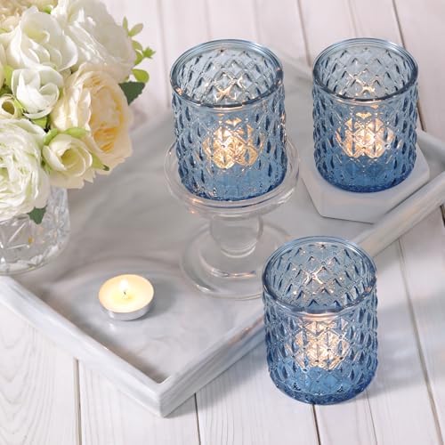 8 Pcs Large Votive Candle Holders Blue Tea Light Candle Holders - Image 6