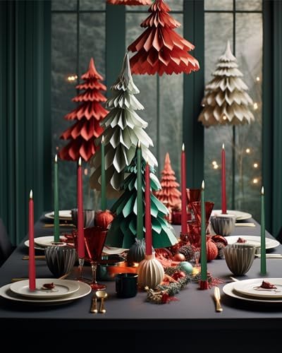 12 Inch Christmas Taper Candles Unscented Smokeless Long Tall Tapered Candle for Candlesticks Sticks Wedding Advent Home Decor Dinner，Set of 12,Redgreen - Image 4