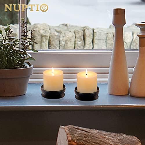 NUPTIO Black Pillar Candle Holders: Iron Spike Candle Stand 3.6" Diameter - Image 4