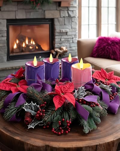 Homemory 2"x 2" Purple & Pink 6 Hour Timer Flameless Votive Candles, 6 Pack - Image 2