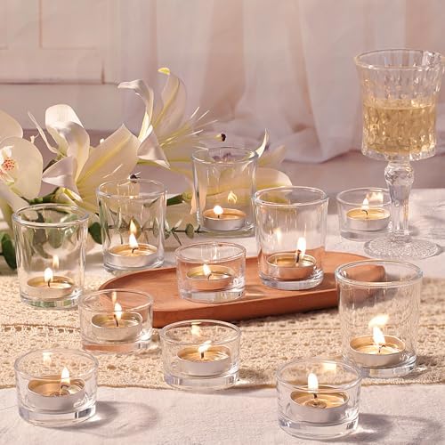 72pcs Clear Assorted Votive Candle Holders, Glass Candle Holder for Wedding Decor, Tealight Candle Holder for Table Centerpiece, and Party Decor - Image 5
