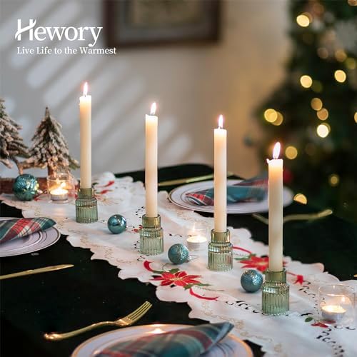 Hewory Taper Candle Holders Bulk, 20PCS Green Glass Candlestick Holders - Image 4