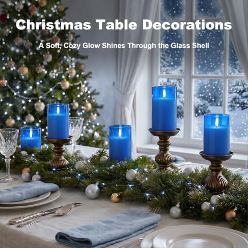 Amagic Blue Glass Flameless LED Candles Battery Operated with Remote Timer - Image 3