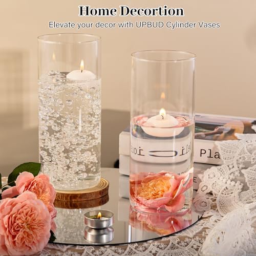 UPBUD 8 Inch Glass Cylinder Vases for Centerpieces, 12pcs Clear Flower Vase - Image 6