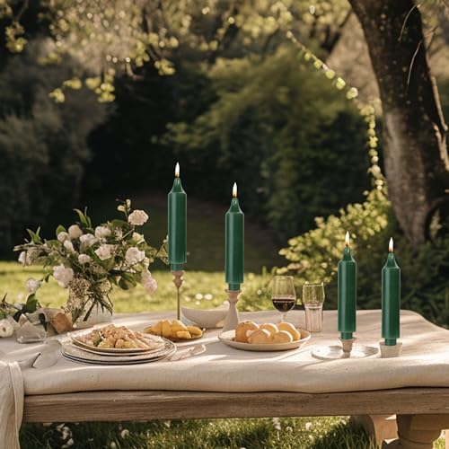 MAITREYA Short Taper Candle Candlesticks Dripless Dinner Candle for Wedding Party Decoration Home Dinner,6.5inch,4 Pack,Dark Green - Image 3