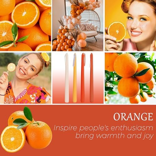 4 PCS Citrus Scented Taper Candles Gradient Orange Candlesticks Smokeless Candle Colorful Long Candles 10 inch for Christmas Wedding Festival Home Decor - Image 3