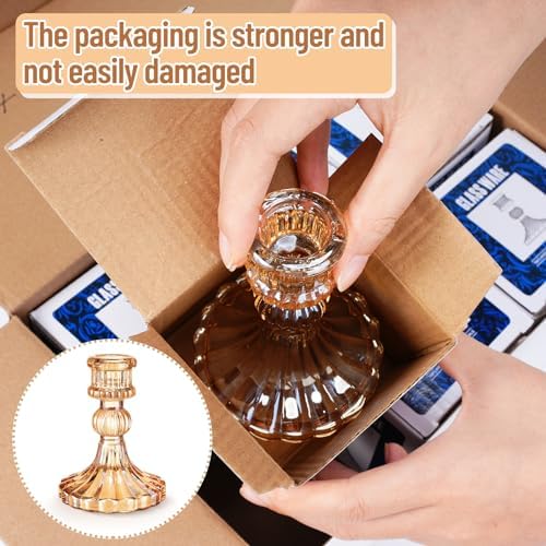 Maxcheck Set of 6 Glass Taper Candle Holders,Amber - Image 6