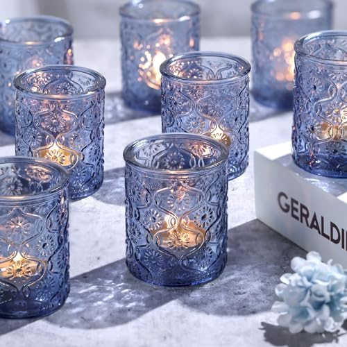 Volens 24pcs Blue Votive Candle Holders for Table Centerpiece, 2.16"x2.65"H by VolensLightUpYourLife