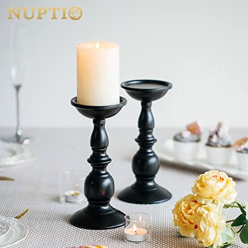 2 Pcs Black Pillar Candle Holders, Most Ideal for 3" Pillar Candles, Gifts for Wedding, Party, Home, Spa, Reiki, Votive Candle (2 x L) - Image 2