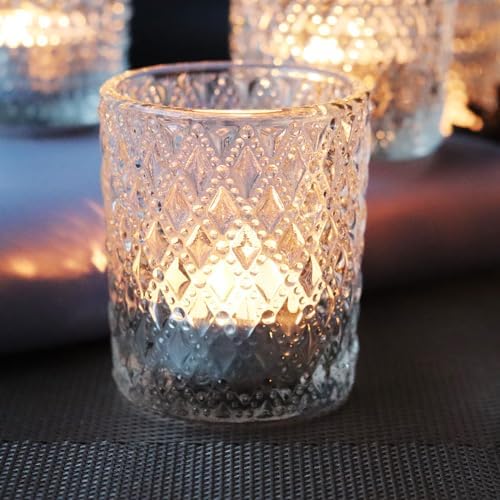 Clear Votive Candle Holders, 3 Patterns 24 pcs Glass Tealight Candle Holders for Christmas Wedding Table Centerpiece Birthday Party - Image 5