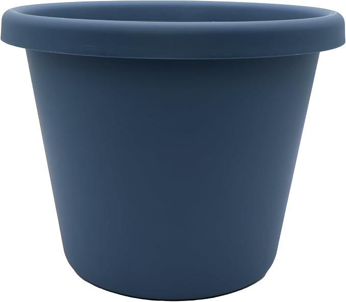 The HC Companies Classic Round Plastic Plant Pot w/Rolled Rim - Lightweight & UV Resistant Flower Pot for Herbs & More - Outdoor & Indoor Plant Pots w/Drainage (17 inch Slate Blue, Pack of 1)