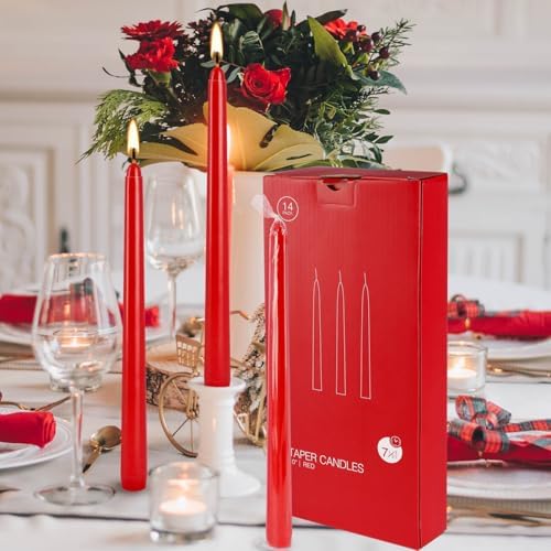 14 Pack Tall Taper candles-10 inch Red Unscented Candles with 8-Hour Burn Time for Christmas, Weddings, New Year Celebrations, Festive Gatherings - Image 6