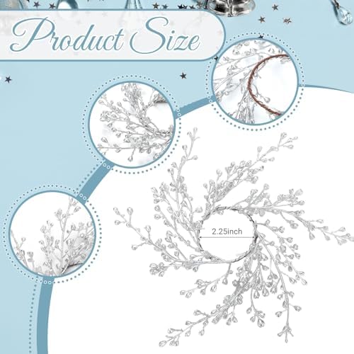Daifunli 2 Pcs Christmas Candle Rings Silver Berry Wreaths for Pillar 2.25 Inch Silver Berry Candles Holder for Winter Christmas Xmas Wedding Home Rustic Table Centerpiece Decor - Image 2
