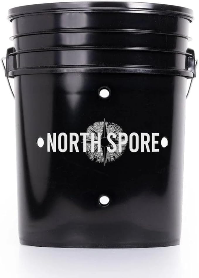 North Spore MushBucket Blue Oyster Mushroom Bucket Grow Kit, 3lbs Spawn Bag | Beginner-friendly Mushroom Growing Kit, Fully Colonized Organic Blue Oyster Grain Spawn Included, Pins in 7–10 Days