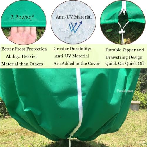 Plant Covers Freeze Protection 2 Packs 75" X55" 2.2oz Tree Covers Frost Plant Covers Freeze Cloth for Outdoor Plants with Zipper Drawstring - Image 2