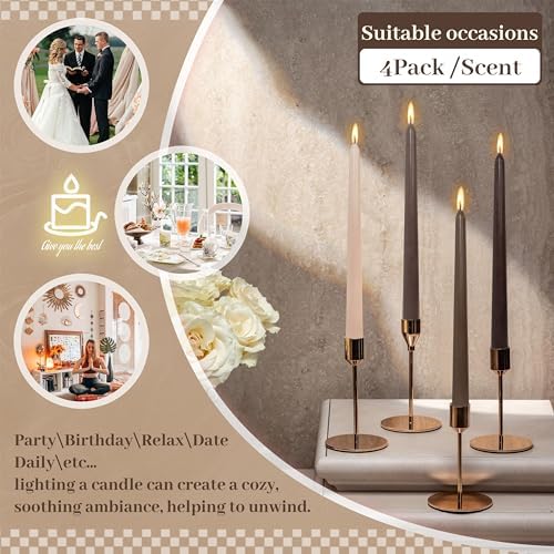 Smokeless Coffee Scented Taper Candles Handmade Gradient Brown Colorful Candlesticks 10 Inch Long Candles Set for Wedding Decor - Image 6