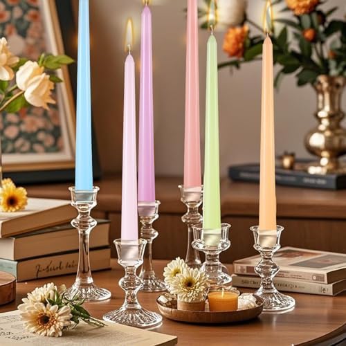 MTLEE 16 Pcs Long Taper Candlestick Bulk 10 Inch Smokeless, Macaron - Image 7